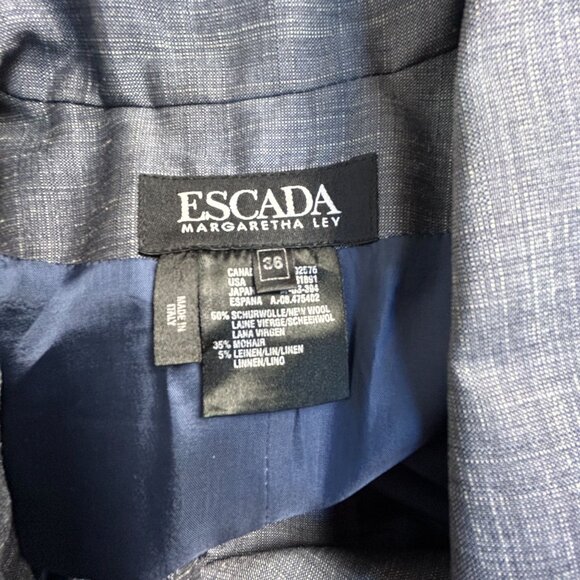 Escada Margaretha Ley Womens Gray Wool-Blend Short Sleeve Blazer Jacket Size 36 - Picture 3 of 8